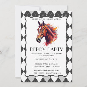 Invitation pour une fête de derby de chevaux de co