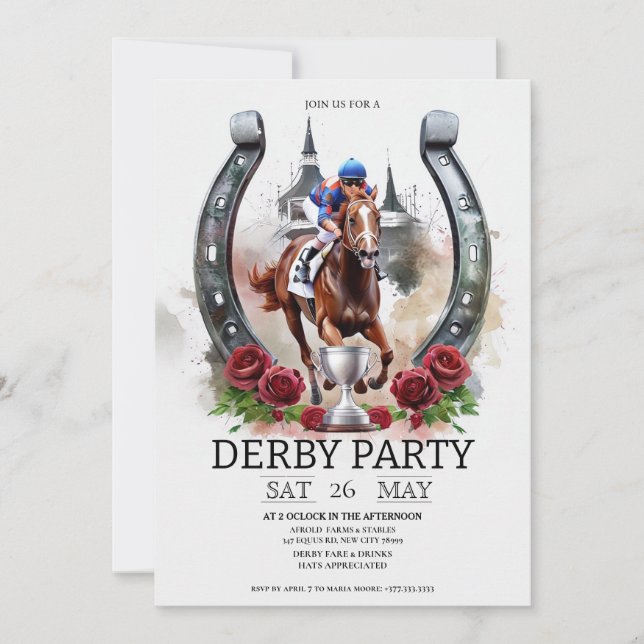 Invitation pour une fête de Derby du Kentucky Aqua (Devant)