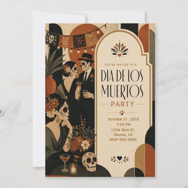 Invitation pour une fête de Dia De Los Muertos (Devant)