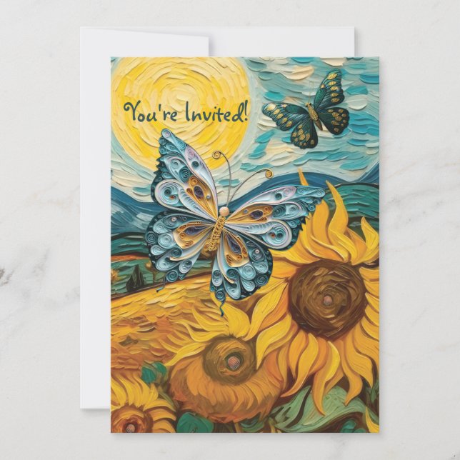 Invitation pour une fête de douche thème tournesol (Devant)