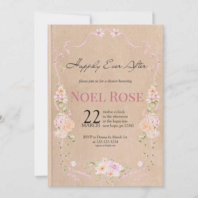 Invitation pour une fête de fiançailles Happily Ev (Devant)