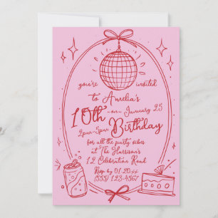 Invitation pour une fête de fille pour ses 10 ans,