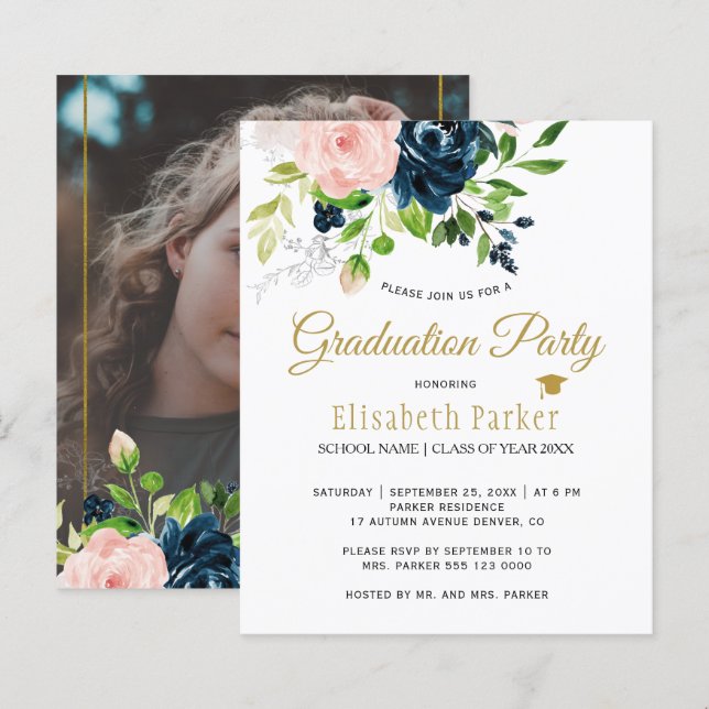 Invitation pour une fête de fin d'études avec des  (Devant / Derrière)