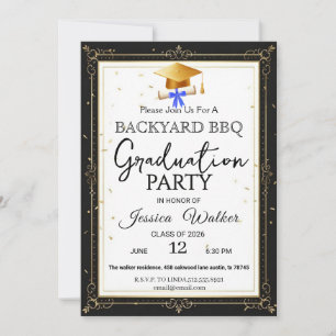 Invitation pour une fête de fin d'études BBQ
