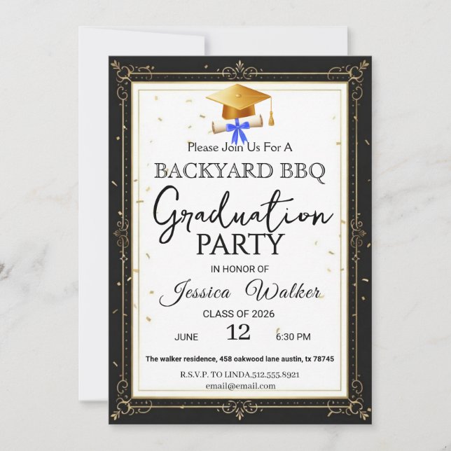 Invitation pour une fête de fin d'études BBQ (Devant)
