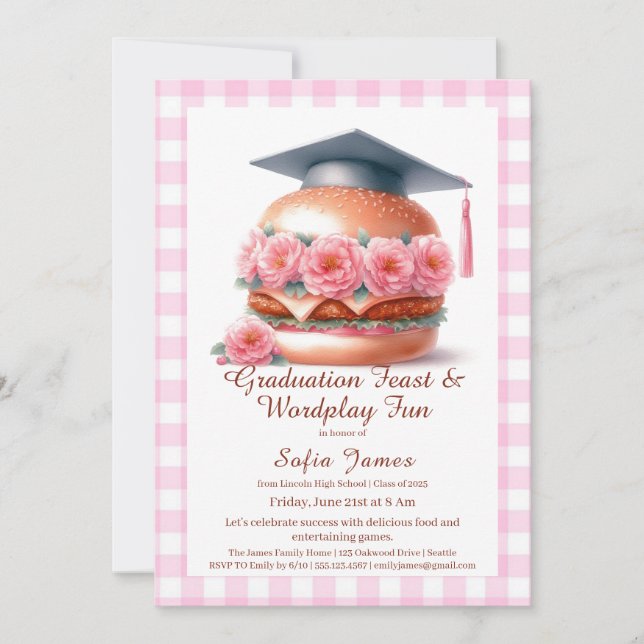 Invitation pour une fête de fin d'études Grill and (Devant)