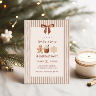 Invitation pour une fête de Friendsmas rayée et co