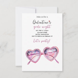 Invitation pour une fête de Galentines Lunettes