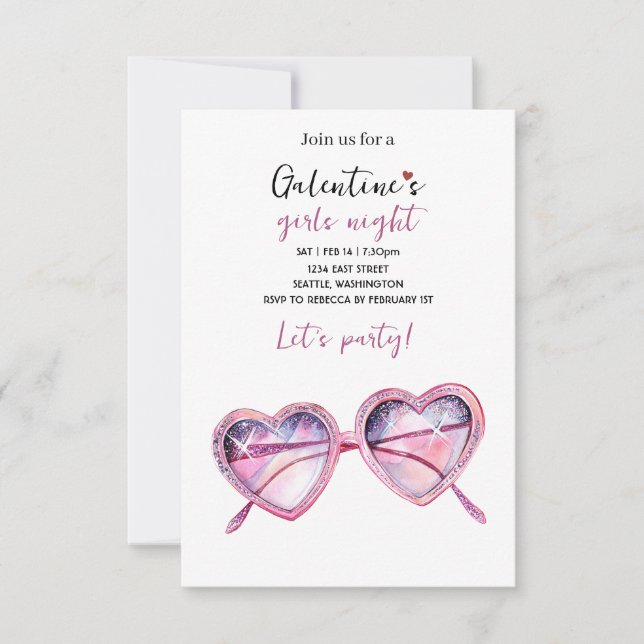 Invitation pour une fête de Galentines | Lunettes  (Devant)