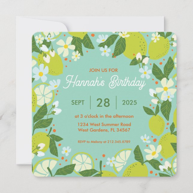 Invitation pour une fête de jardin aux agrumes - C (Devant)