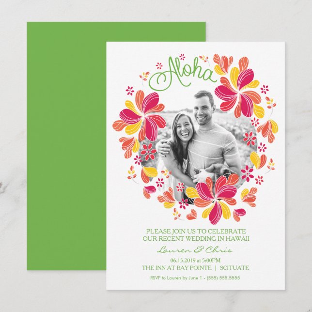 Invitation pour une fête de luau tropical avec pho (Devant / Derrière)