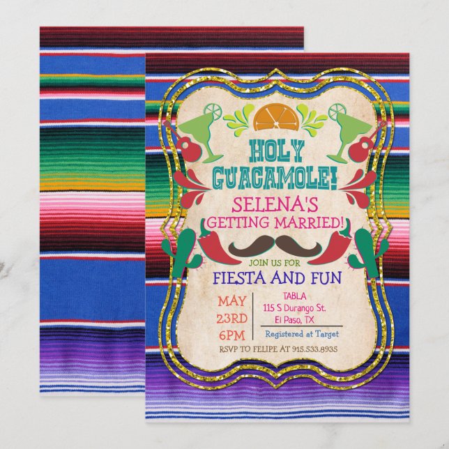 Invitation pour une fête de mariage à thème mexica (Devant / Derrière)