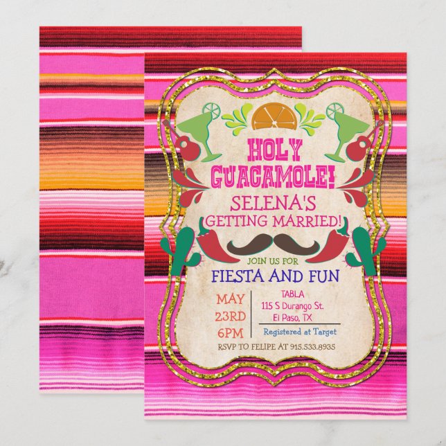 Invitation pour une fête de mariage à thème mexica (Devant / Derrière)