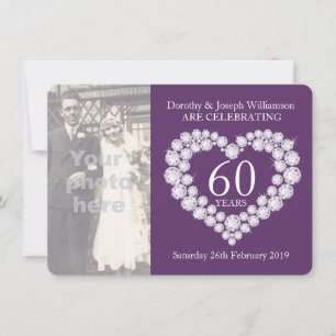 Invitation pour une fête de mariage de 60 ans avec