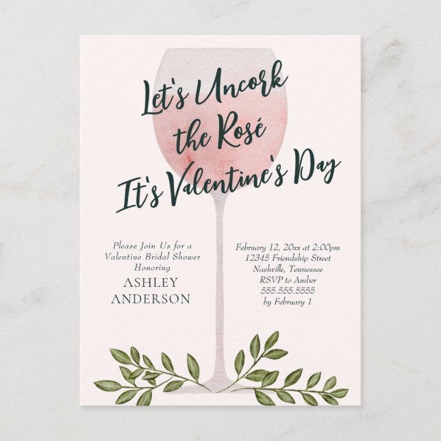 Invitation pour une fête de mariage de la Saint-Va (Devant)