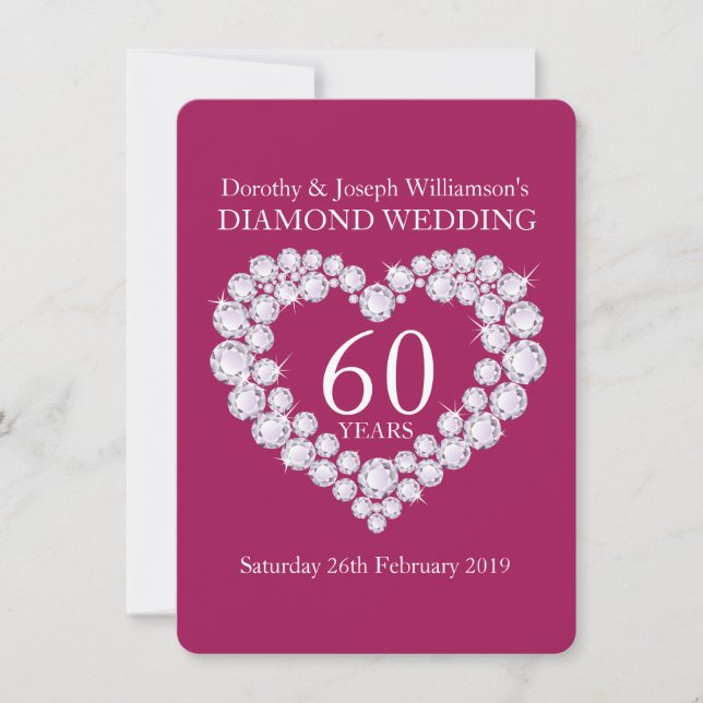 Invitation pour une fête de mariage diamant coeur  (Devant)