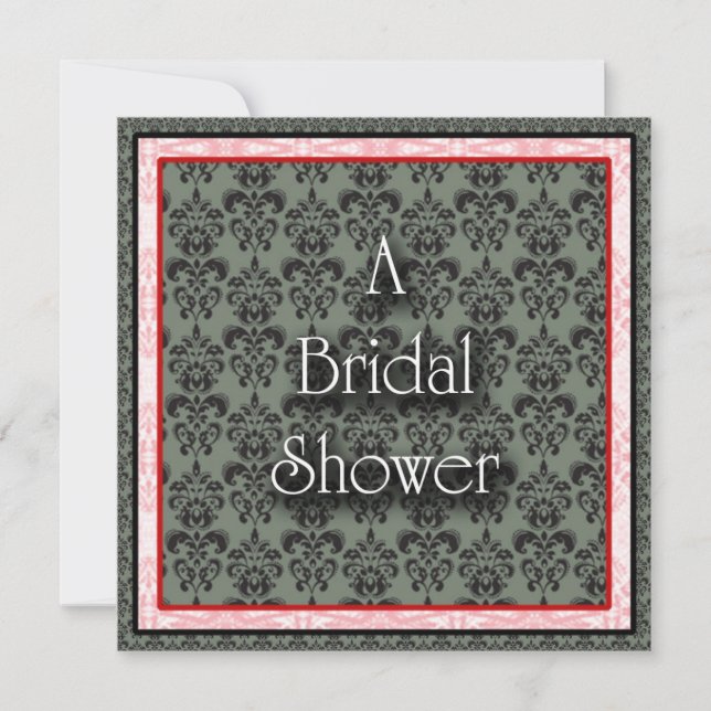 Invitation pour une fête de mariage en damas rouge (Devant)