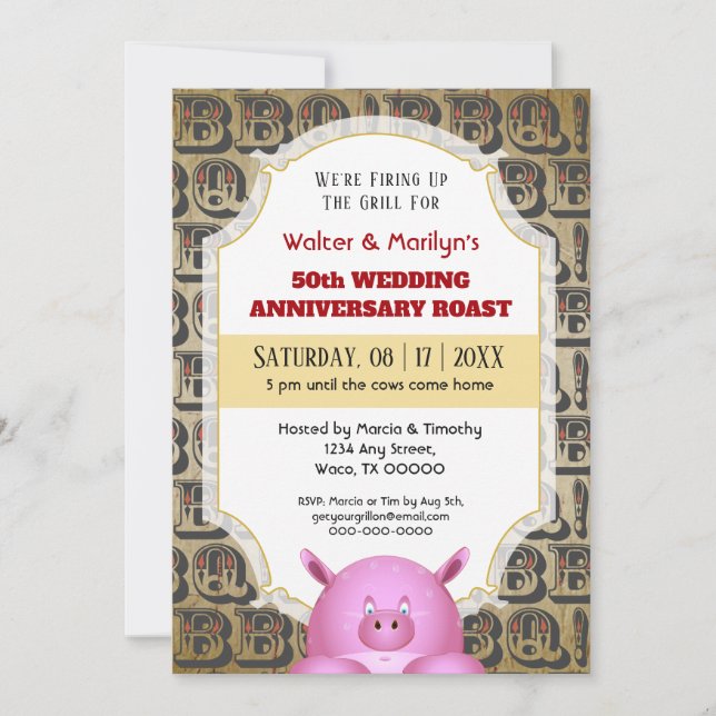 Invitation pour une fête de mariage et d'anniversa (Devant)