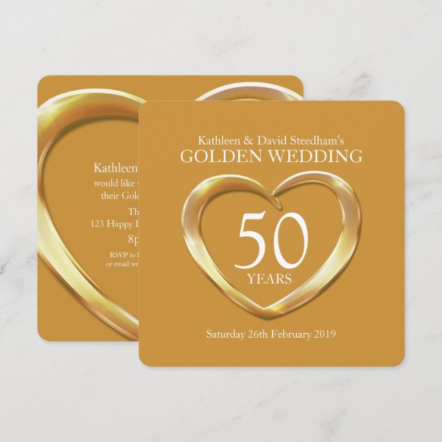 Invitation pour une fête de noces d'or de 50 ans e (Devant / Derrière)