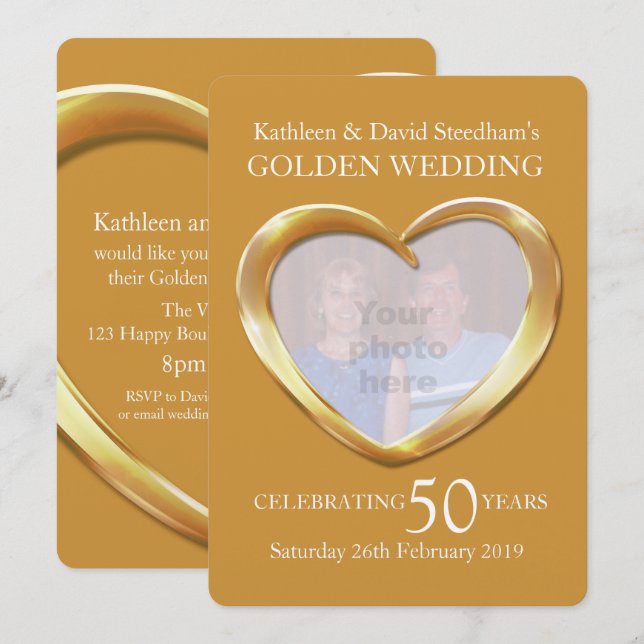 Invitation pour une fête de noces d'or en forme de (Devant / Derrière)