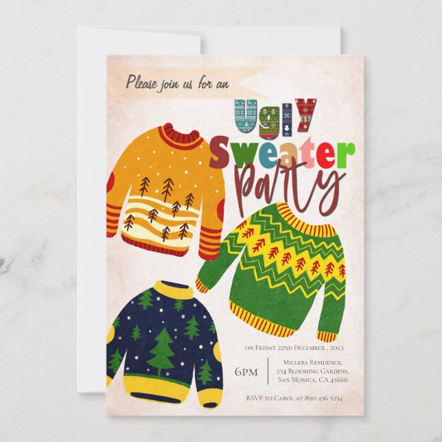 Invitation pour une fête de Noël au pull moche mig (Devant)