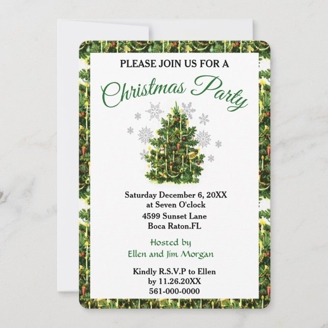 Invitation pour une fête de Noël autour d'un sapin (Devant)