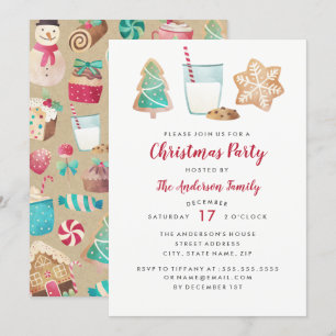 Invitation pour une fête de Noël avec des biscuits