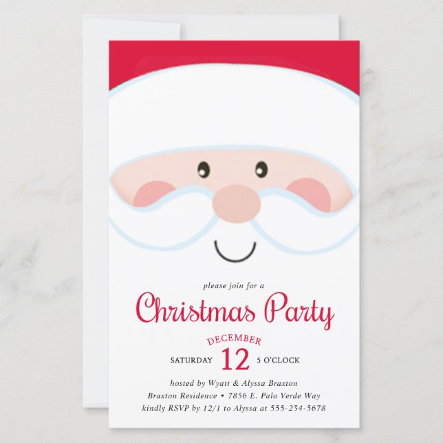 Invitation pour une fête de Noël avec le Père Noël (Devant)