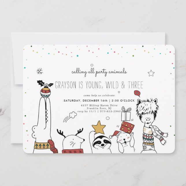 Invitation pour une fête de Noël avec les Animaux  (Devant)