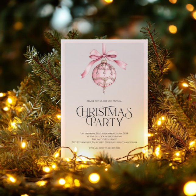 Invitation pour une fête de Noël avec ornement ros (Créateur téléchargé)
