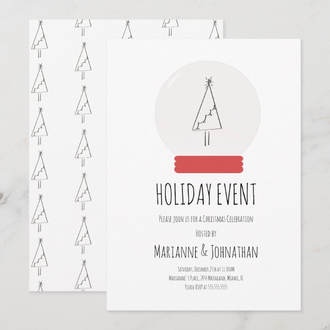 Invitation pour une fête de Noël dans un globe de  (Devant / Derrière)