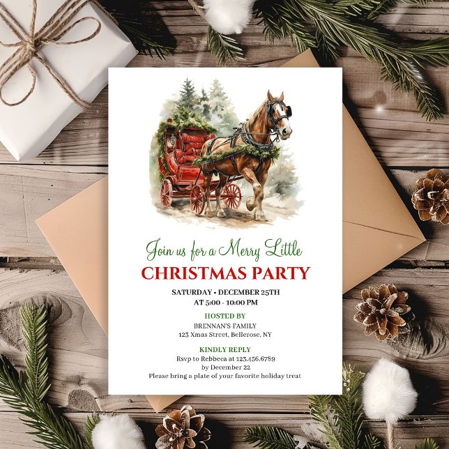 Invitation pour une fête de Noël dans une scène hi (Warm rustic winter scene Christmas party invite)