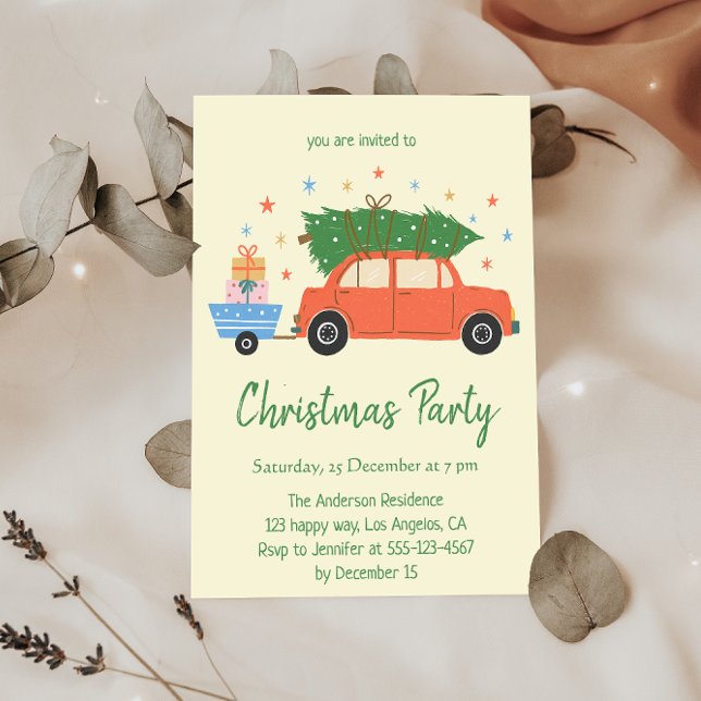 Invitation pour une fête de Noël dans une voiture  (Créateur téléchargé)