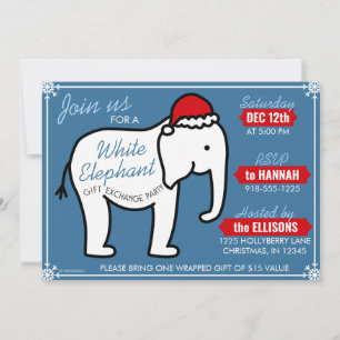 Invitation pour une fête de Noël éléphant blanc (b
