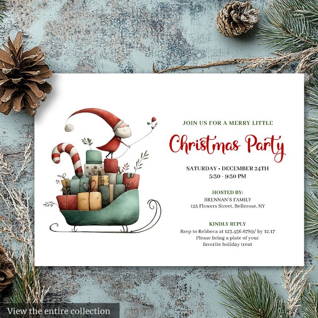 Invitation pour une fête de Noël festive et fantai (Whimsical Quirky Santa Holiday Party Invitation)