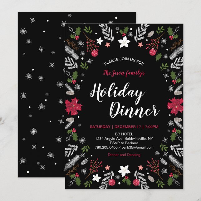 Invitation pour une fête de Noël moderne, Cartes d (Devant / Derrière)