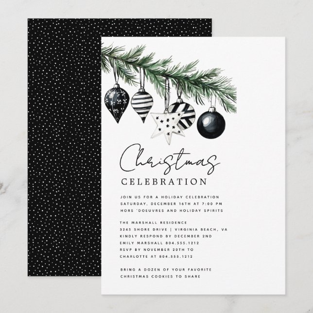 Invitation pour une fête de Noël moderne rustique  (Devant / Derrière)