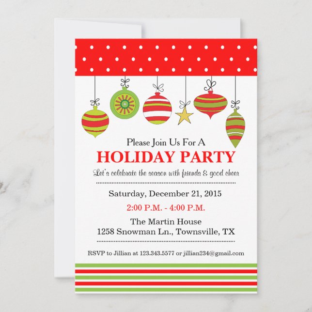 Invitation pour une fête de Noël ou de vacances av (Devant)