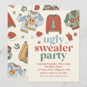 Invitation pour une fête de Noël rétro avec un pul