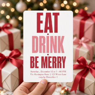 Invitation pour une fête de Noël rose rouge Manger