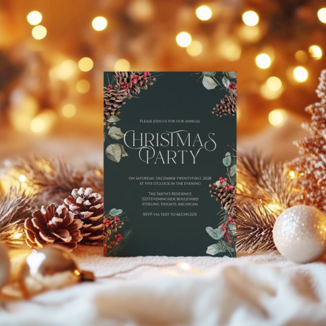 Invitation pour une fête de Noël rustique, thème d (Créateur téléchargé)