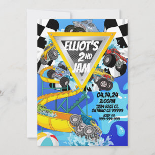 Invitation pour une fête de piscine avec des monst