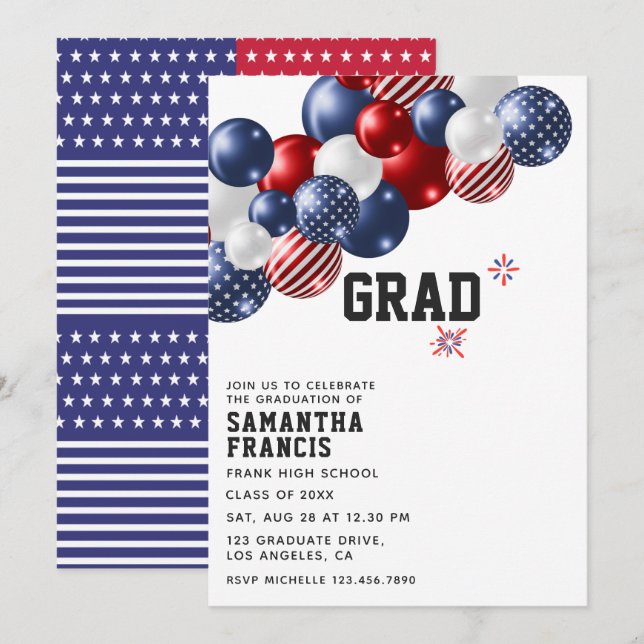 Invitation pour une fête de remise de diplômes ave (Devant / Derrière)