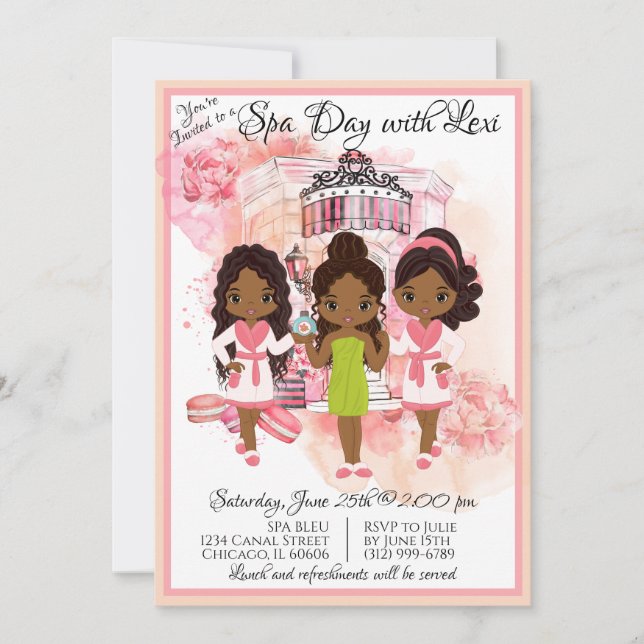 Invitation pour une fête de spa afro-américaine (Devant)