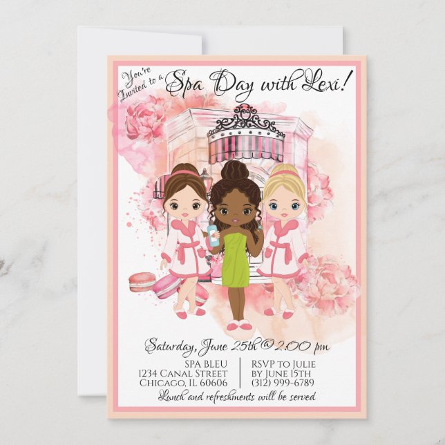 Invitation pour une fête de spa afro-américaine (Devant)