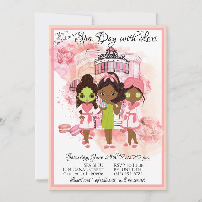 Invitation pour une fête de spa afro-américaine (Devant)