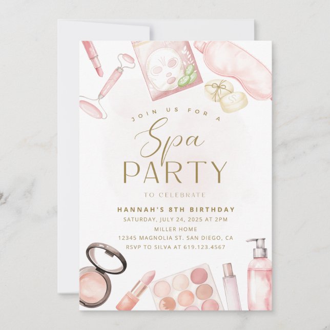 Invitation pour une fête de Spa pour filles • Aqua (Devant)