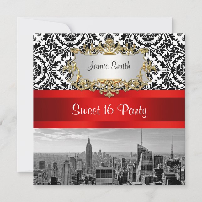 Invitation pour une fête de Sweet 16 - NYC Skyline (Devant)