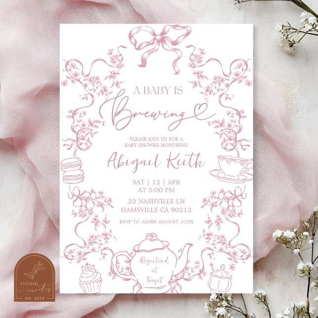 Invitation pour une fête de thé bébé en préparatio (Créateur téléchargé)