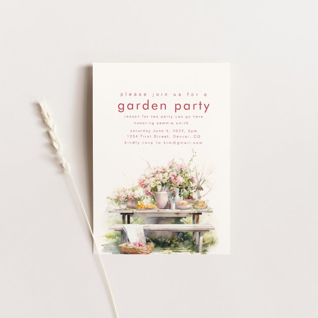 Invitation pour une fête de thé dans un jardin aqu (Créateur téléchargé)
